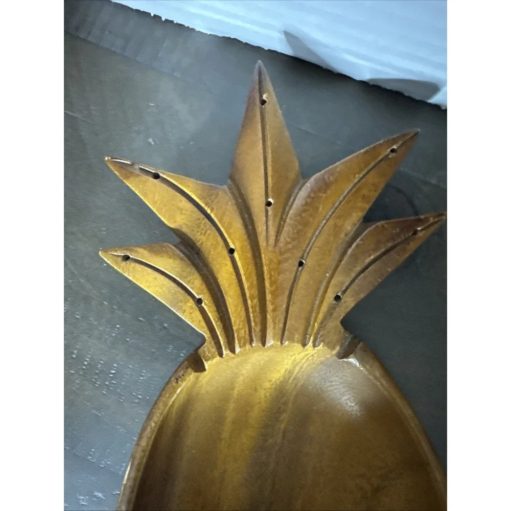 Vintage Genuine Wooden Serving Bowl Pineapple Monkey Pods Hardwood Hawaii